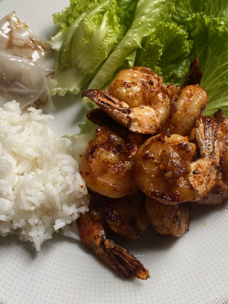 grilled kimchi shrimp