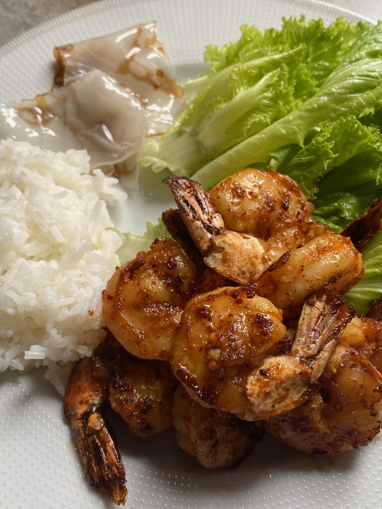 grilled kimchi shrimp